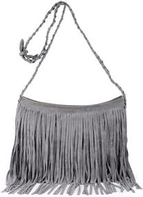 img 4 attached to 👜 Stylish Women's Faux Suede Fringe Crossbody Bag: Trendy Hobo Shoulder Bag with Tassel Details - JIARUO