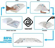 🛌 maximize space with vacwel jumbo vacuum storage bags - pack of 6 - store clothes, quilts, pillows efficiently - extra strong design - 43x30” size логотип