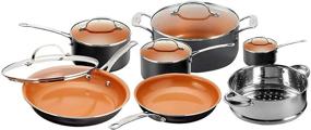 img 4 attached to Get the Ultimate Gotham Steel 12 Piece Copper Kitchen Set with Non-Stick Ti-Cerama Copper Coating by Chef Daniel Green – Complete with Skillets, Fry Pans, and Stock Pots!