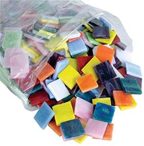 img 1 attached to Assorted Pack of 450 Diamond Tech Stained Glass Square Mosaic Tiles, 3/4 Inch Size