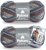 🧦 patons kroy socks yarn 2-pack: blue brown marl plus pattern, perfect for cozy feet logo