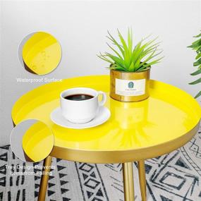 img 2 attached to TFer Round Side Table: Stylish Metal Narrow Nightstand & Organizer for Small Spaces – Easy Assembly Gold Side Table (Yellow)