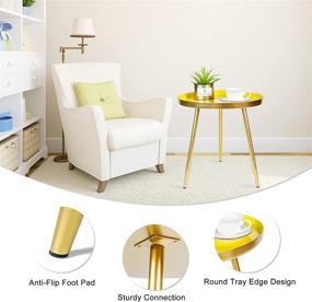 img 1 attached to TFer Round Side Table: Stylish Metal Narrow Nightstand & Organizer for Small Spaces – Easy Assembly Gold Side Table (Yellow)