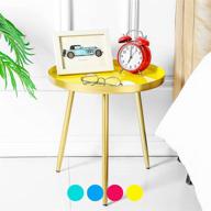 tfer round side table: stylish metal narrow nightstand & organizer for small spaces – easy assembly gold side table (yellow) logo