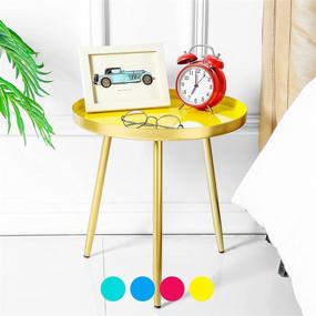 img 4 attached to TFer Round Side Table: Stylish Metal Narrow Nightstand & Organizer for Small Spaces – Easy Assembly Gold Side Table (Yellow)