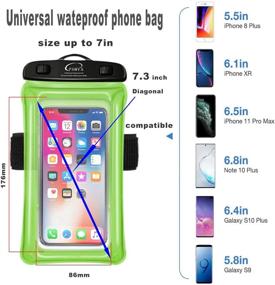 img 1 attached to PSHYX Universal 100ft Waterproof Phone Bag Floating Case with Arm Band for iPhone 11 12 Pro Max XS XR X 8 7 6S Plus Samsung Google LG Phone up to 7 Inch (Pack of 2) - Blue and Green