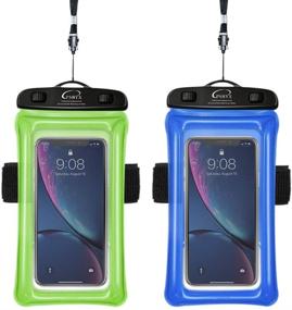 img 4 attached to PSHYX Universal 100ft Waterproof Phone Bag Floating Case with Arm Band for iPhone 11 12 Pro Max XS XR X 8 7 6S Plus Samsung Google LG Phone up to 7 Inch (Pack of 2) - Blue and Green