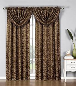 img 2 attached to 🍁 Dawson Shimmering Leaf Waterfall Window Valance, Chocolate - Size: 44 x 19 inches