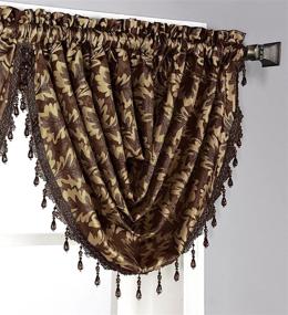img 3 attached to 🍁 Dawson Shimmering Leaf Waterfall Window Valance, Chocolate - Size: 44 x 19 inches