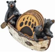 🐻 ll home 3 black bears canoeing coaster set - rustic cabin canoe cub decor - 4 coasters in multicolor logo