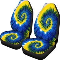 🌈 abstract swirl tie dye print universal car seat cover for front only - bright bucket seats protector, set of 2, anti-slip & durable logo