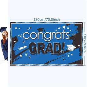 img 3 attached to 🎓 Приклады для вечеринки выпускников 2021: Большой баннер "Поздравляем выпускников" размером 70.87 x 43.31 дюйма и голубое фоновое полотно для фотографий выпускников - идеальное украшение на выпускной