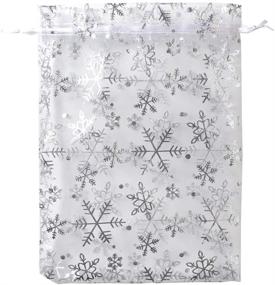 img 3 attached to 🎁 Pack of 100 SUNGULF Organza Pouch Bags 6x9 inches – Strong Drawstring Gift Candy Bags for Jewelry, Parties, Weddings, and Favors - Elegant White Snowflake Design