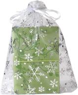 🎁 pack of 100 sungulf organza pouch bags 6x9 inches – strong drawstring gift candy bags for jewelry, parties, weddings, and favors - elegant white snowflake design logo