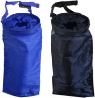 🚗 2-pack adjustable mini skater car trash bags - black/blue, reusable & washable, portable & leakproof, eco-friendly litter garbage bag for traveling, outdoor use, and home logo