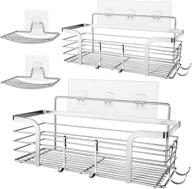 no drilling wall mounted shower caddy shelves with soap dishes - 🛁 rustproof stainless steel bathroom organizer for kitchen, shower room - 2 pack, polished silver logo