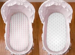 img 1 attached to Organic Cotton Bassinet Sheets - Cambria Baby. Fits Oval, Hourglass 🛏️ & Rectangle Shaped Pads. Pink/White Tulips, Hearts & Stripes Patterns. Pack of 3.