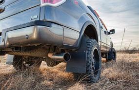 img 1 attached to 🚚 Husky Liners - Kick Back Mud Flaps 12-IN Wide -Black Top/White Bottom Suitable for Silverado, F150, and Ram Trucks