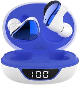 img 3 attached to 🎧 Беспроводные наушники PJD Bluetooth: премиальный звук высокой четкости, беспроводной зарядный футляр, защита от воды IPX6, встроенный микрофон (бело-синие)