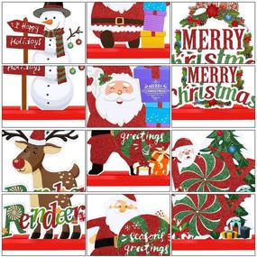 img 2 attached to 🎄 6-Pack ADXCO Christmas Table Decorations: Santa, Snowman, Reindeer - Merry Christmas & Happy Holidays Centerpieces for Dinner Party, Coffee Table - Boutique Edition