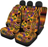 🐾 joylamoria african tribal pattern car seat covers - universal fit, 3 piece full set, elastic & comfy seat protectors for dog kids, anti-scratch & dustproof - front and rear auto seat covers logo