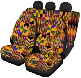 img 4 attached to 🐾 JoyLamoria African Tribal Pattern Car Seat Covers - Universal Fit, 3 Piece Full Set, Elastic & Comfy Seat Protectors for Dog Kids, Anti-Scratch & Dustproof - Front and Rear Auto Seat Covers