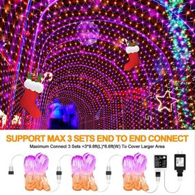 img 1 attached to 200 LED Plug-in Net Lights - Easy Install, 8 Modes Remote, Waterproof 🎄 Mesh Lights for Outdoor Bushes Decoration, Ideal for Christmas, Holiday, Wedding, Thanksgiving, and Party Decorations