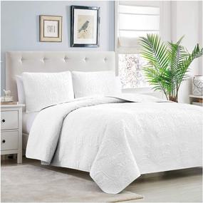 img 3 attached to Mellanni Bedspread Coverlet Set White