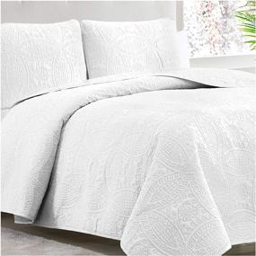 img 4 attached to Mellanni Bedspread Coverlet Set White
