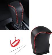 🚗 thenice gear shift knob cover with leather sheath - black red line for honda civic 10th gen 2016-2021 logo