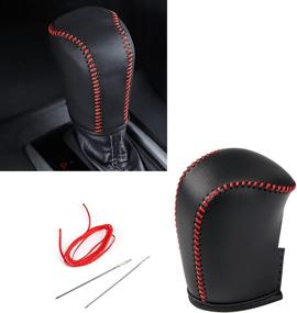 img 4 attached to 🚗 Thenice Gear Shift Knob Cover with Leather Sheath - Black Red Line for Honda Civic 10th Gen 2016-2021