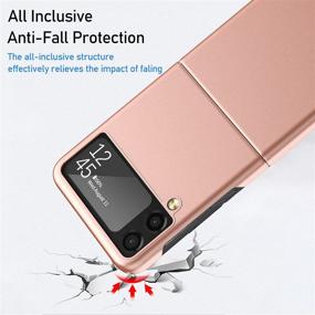 img 2 attached to 📱 GooseBox Galaxy Z Flip 3 Gold Case - Ultra Thin Hard PC, Shookproof & Wear-Resistant for Samsung Z Flip 3, Anti-Drop & Folding Design