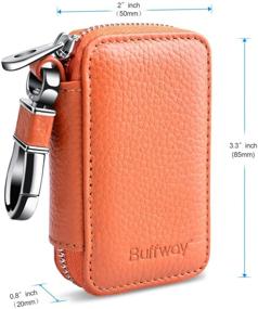 Buffway Car Key Cover,Genuine Leather Car Smart Key Chain Coin Holder Metal Hook