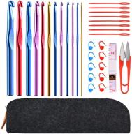 🎁 complete 33 pcs crochet hooks set – multicolor aluminum hooks for knitting & ergonomic handle crochets, stitch markers kit, with portable case - perfect gift for mom logo