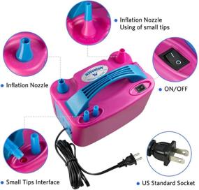 img 3 attached to Anordsem Rose Red Electric Balloon Pump: Portable Dual Nozzles Inflator for Pastel Balloon Decoration - Ideal for Birthday Parties & Weddings