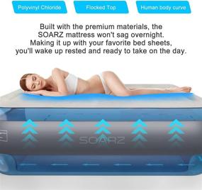 img 1 attached to 🛏️ SOARZ Queen Air Mattress with Built-in Pump - Upgraded Double High Luxury Flocked Top Airbed for Camping, Travel, and Indoor Use - 18" Bed Height (Queen)