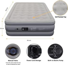 img 2 attached to 🛏️ SOARZ Queen Air Mattress with Built-in Pump - Upgraded Double High Luxury Flocked Top Airbed for Camping, Travel, and Indoor Use - 18" Bed Height (Queen)