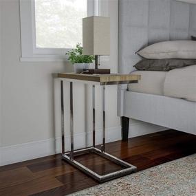 img 4 attached to 🪑 Lavish Home Sofa Side Table: C Shaped End Table - Modern Contemporary Style - Laptop Tray or Compact Nightstand – Space Saving Furniture (Sand)