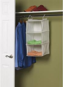 img 3 attached to 🧺 Hanging Closet Organizer - 3 Pocket Shelves - Natural Canvas by Household Essentials