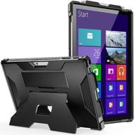 moko case for microsoft surface pro 7 plus/7/6/5/4/lte: heavy duty shockproof tablet case with hand strap & kickstand in black logo