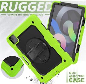 img 1 attached to 📱 Ausleben iPad Air 4th Generation 10.9-inch/iPad Pro 11-inch 2020/2018 Case - Black+Green, With Built-in Screen Protector, 360 Rotating Kickstand, Hand Strap, and Adjustable Shoulder Strap