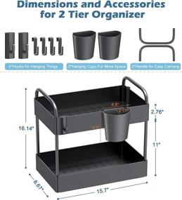 img 3 attached to 🗄️ FURTIME Under Sink Organizer: 2 Tier Storage Solution for Kitchen & Bathroom with 6 Hooks, 2 Hanging Cups, and Anti-Foot Design for Spice, Makeup, Cosmetics, Vanity, and Narrow Spaces