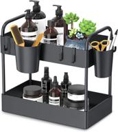 🗄️ furtime under sink organizer: 2 tier storage solution for kitchen & bathroom with 6 hooks, 2 hanging cups, and anti-foot design for spice, makeup, cosmetics, vanity, and narrow spaces логотип