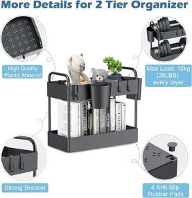 img 2 attached to 🗄️ FURTIME Under Sink Organizer: 2 Tier Storage Solution for Kitchen & Bathroom with 6 Hooks, 2 Hanging Cups, and Anti-Foot Design for Spice, Makeup, Cosmetics, Vanity, and Narrow Spaces