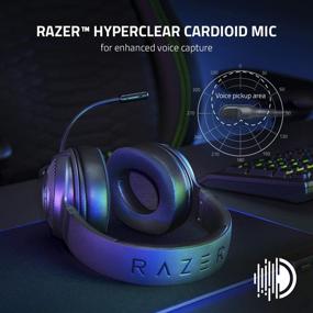 img 1 attached to 🎧 Razer Kraken V3 X Gaming Headset: 7.1 Surround Sound - Triforce 40mm Drivers - HyperClear Bendable Cardioid Mic - Chroma RGB Lighting - for PC - Sleek Black