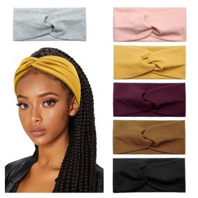 img 4 attached to Stylish Huachi Turban Headbands for Women - Wide Head Wraps for Fashionable Hair Accessories, 6 Pack