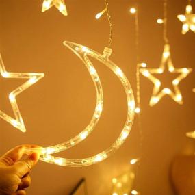 img 3 attached to 🌟 11.5ft Starry String Curtain Lights with Moons and Stars: LED Night Light for Home Decoration, Party - Remote Control, AA Battery/USB Powered