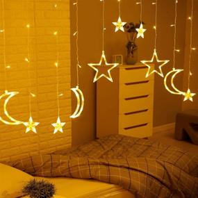 img 2 attached to 🌟 11.5ft Starry String Curtain Lights with Moons and Stars: LED Night Light for Home Decoration, Party - Remote Control, AA Battery/USB Powered