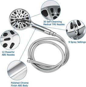 img 2 attached to 🚿 High Pressure Handheld Shower Head Set by FRUD - 9 Powerful Functions, High Flow Hand Held Showerhead Spray Set with 59 Inch Stainless Steel Hose in Chrome Finish for Ultimate Shower Experience