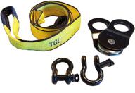 π³ tgl 3-inch, 8-foot nylon tree saver tow strap with 2-pack d ring shackles and 10-ton snatch block logo
